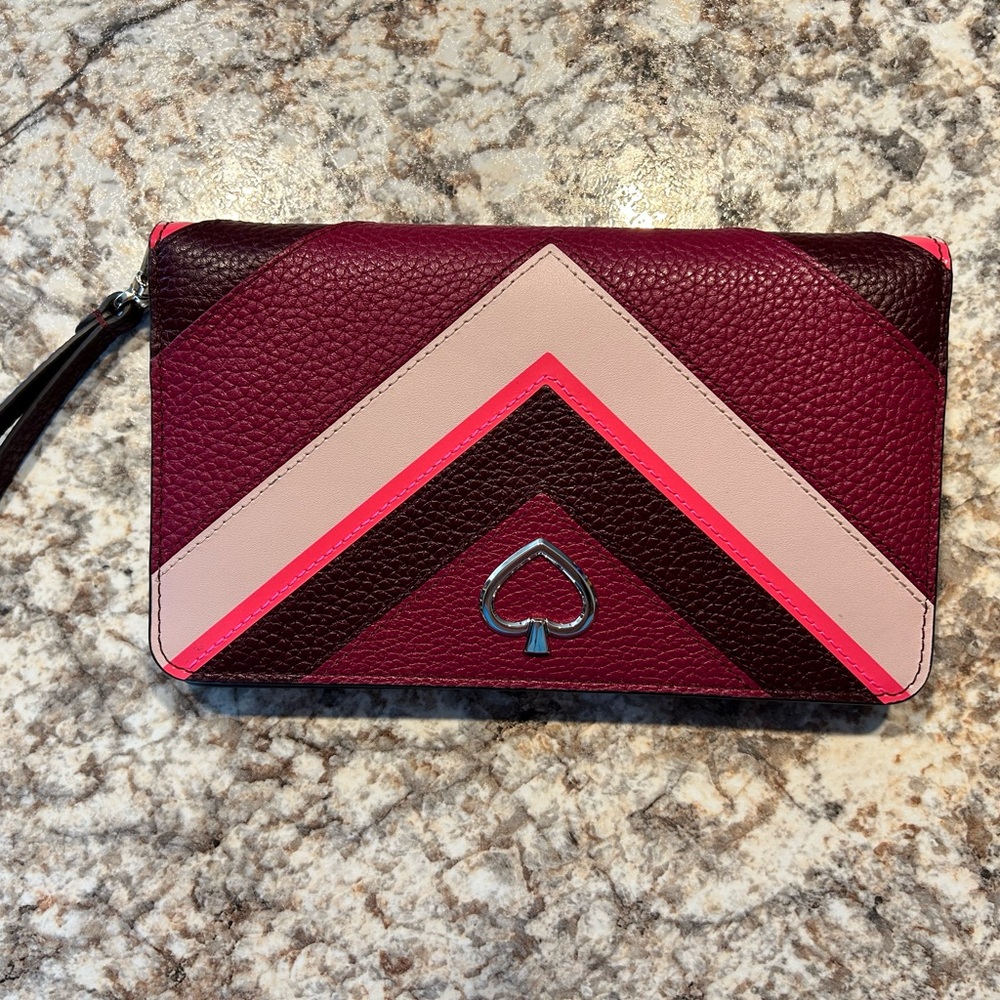 Kate Spade Large Utility Wristlet - Maroon/Pink